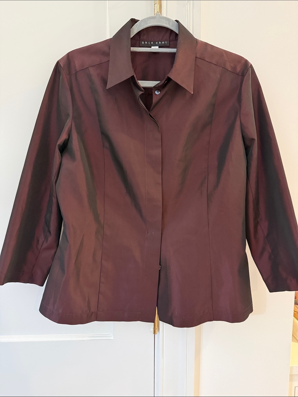 Shin Choi Women's Deep Burgundy Button-Front Blouse
